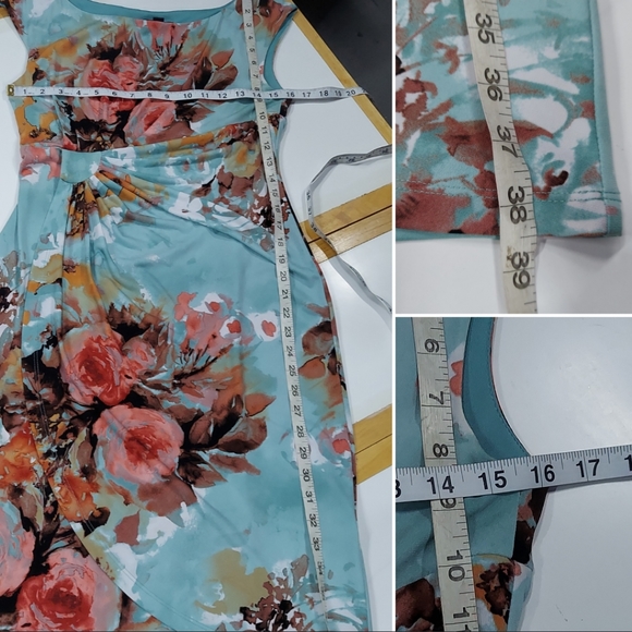 Connected Apparel Floral Print Ruched Wrap Look Midi Dress - Picture 12 of 14